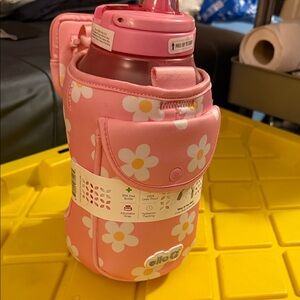 Ello Pink Floral Water Bottle with Sleeve